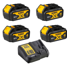 Dewalt 18V XR 4Ah Batteries Quad Pack & Charger