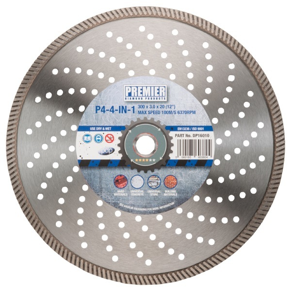 Premier 300mm Diamond Cutting Blade Disc P4-4-IN-1 300x3.0x20 DP16010 12” 