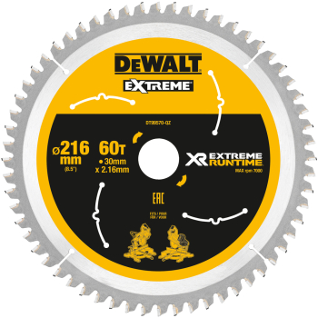 Dewalt Flexvolt Circular Saw Blade 216 x 30 x 60T Dewalt Flexvolt Circular Saw Blade 216 x 30 x 60T